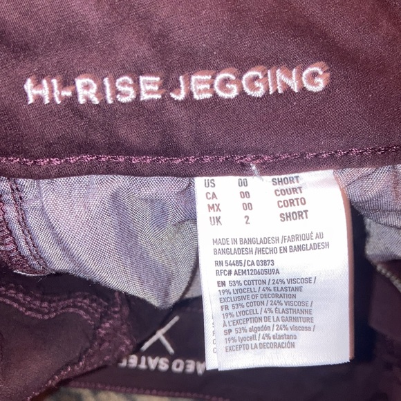 2 for $35 AMERICAN EAGLE Pants Women’s Size 00 Short AE HI-RISE JEGGINGS Sateen - Picture 4 of 11